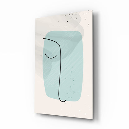Mint Blob Minimal Line Face Glass Wall Art