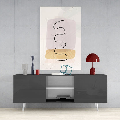 Lavender Mustard Squiggle Line Glass Wall Art
