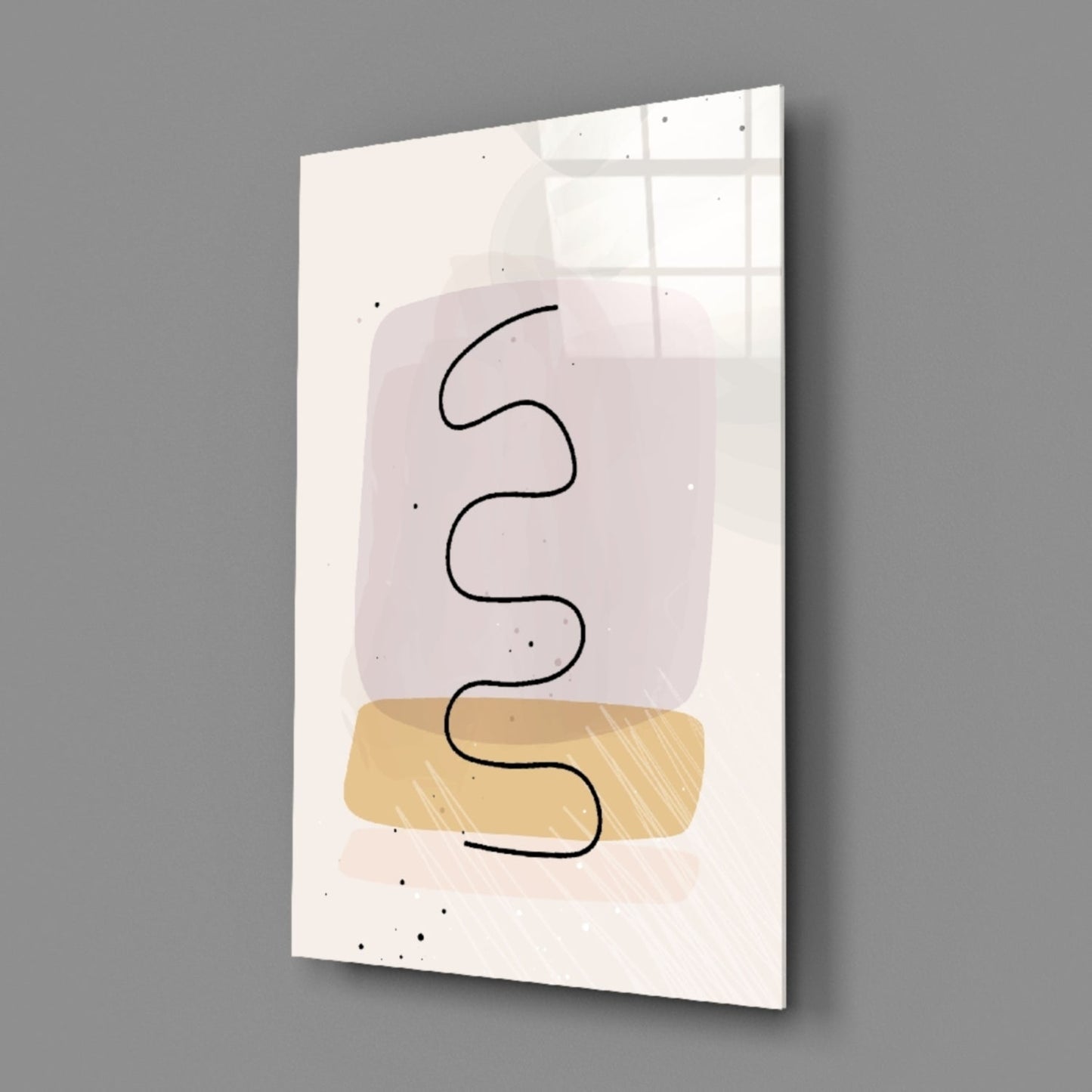 Lavender Mustard Squiggle Line Glass Wall Art