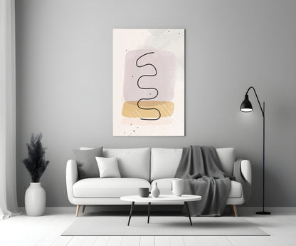 Lavender Mustard Squiggle Line Glass Wall Art