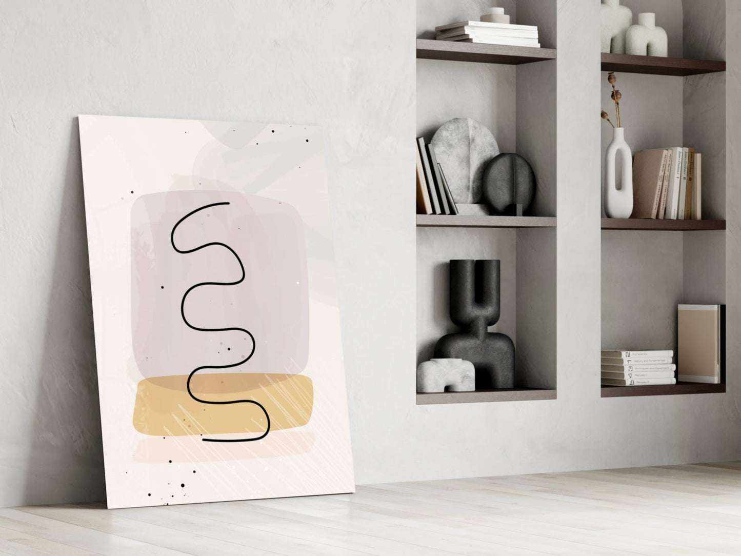 Lavender Mustard Squiggle Line Glass Wall Art