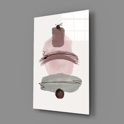 Mauve Pink Sage Stacked Blobs Glass Wall Art