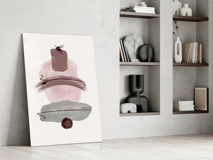 Mauve Pink Sage Stacked Blobs Glass Wall Art