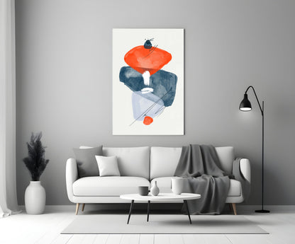 Orange Navy Watercolor Balance Glass Wall Art