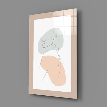 Sage Peach Line Portrait Glass Wall Art
