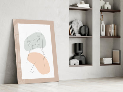 Sage Peach Line Portrait Glass Wall Art