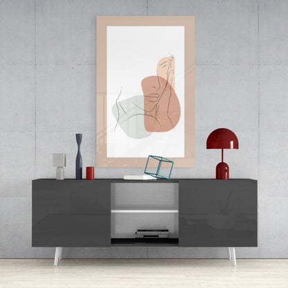Blush Terracotta Line Face Glass Wall Art