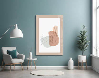 Blush Terracotta Line Face Glass Wall Art