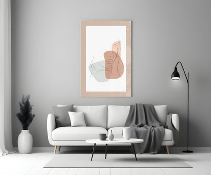 Blush Terracotta Line Face Glass Wall Art