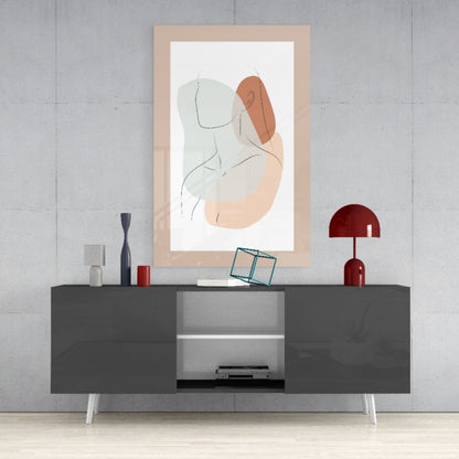 Sage Terracotta Line Art Woman Glass Wall Art