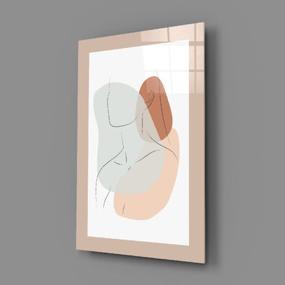 Sage Terracotta Line Art Woman Glass Wall Art