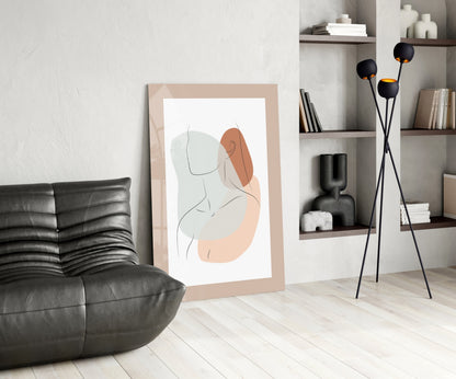 Sage Terracotta Line Art Woman Glass Wall Art