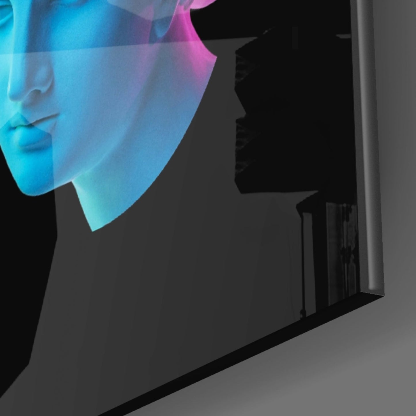 Neon Pastel Trio of Marble Busts Glass Wall Art