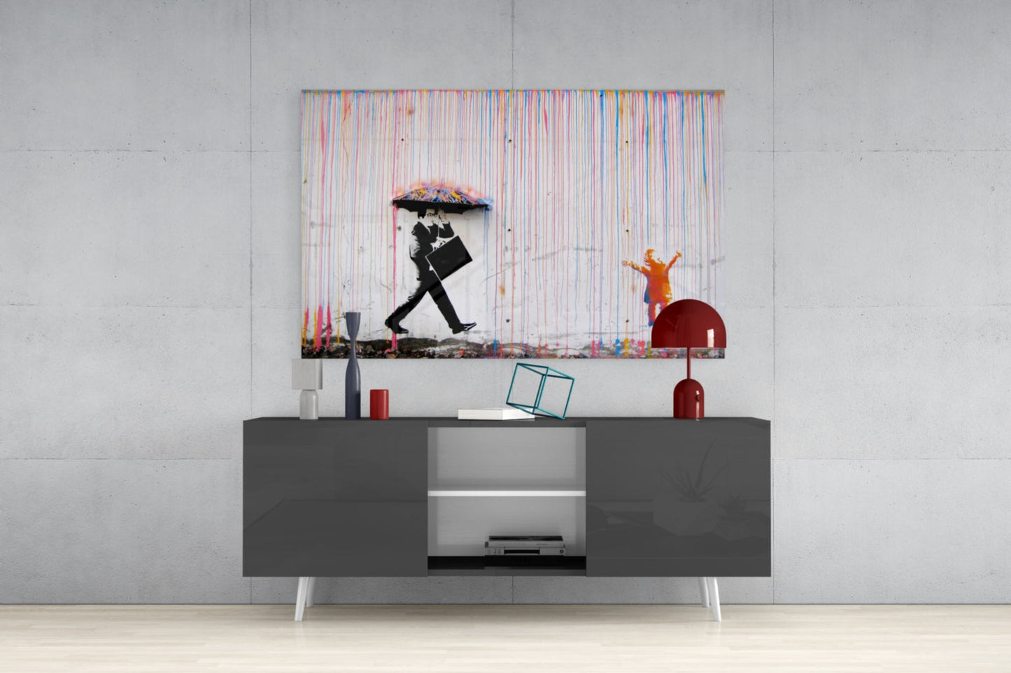 Color of Rain Street Stencil Glass Wall Art