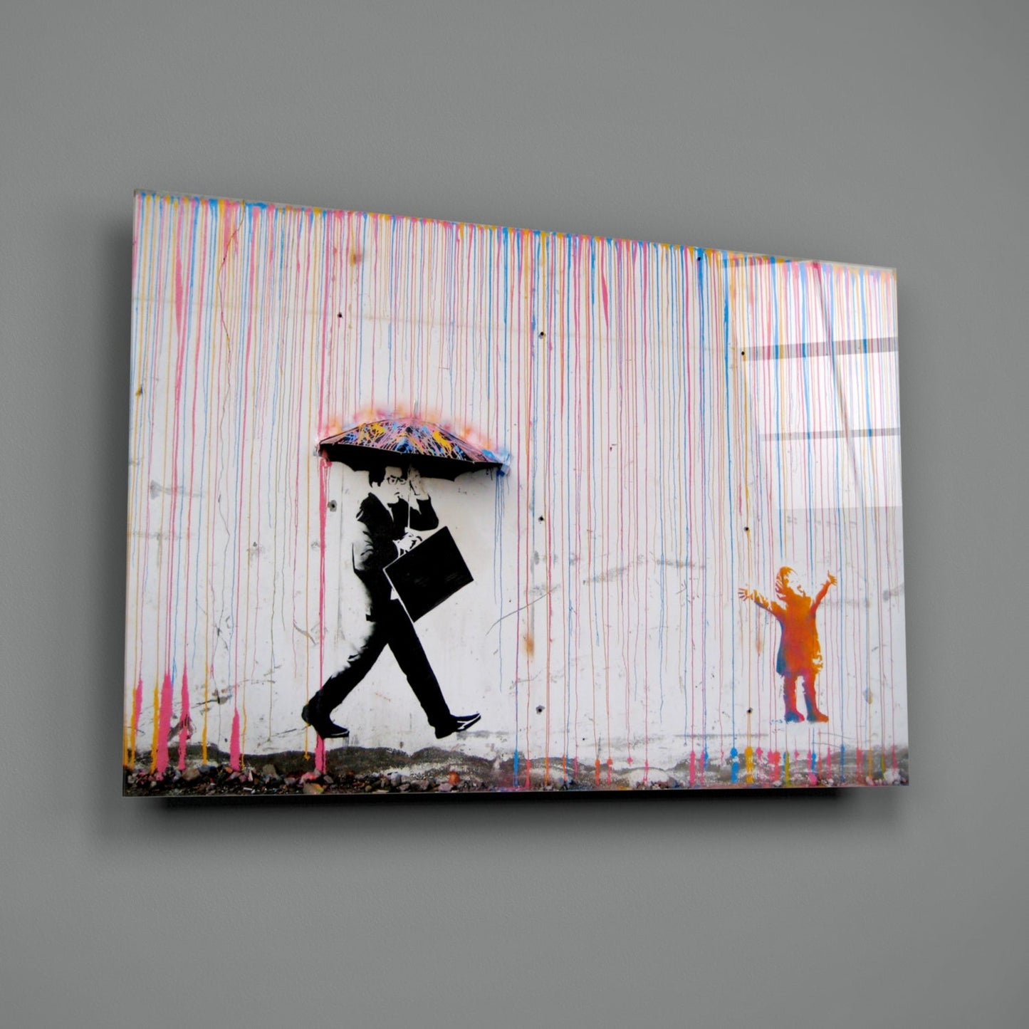 Color of Rain Street Stencil Glass Wall Art