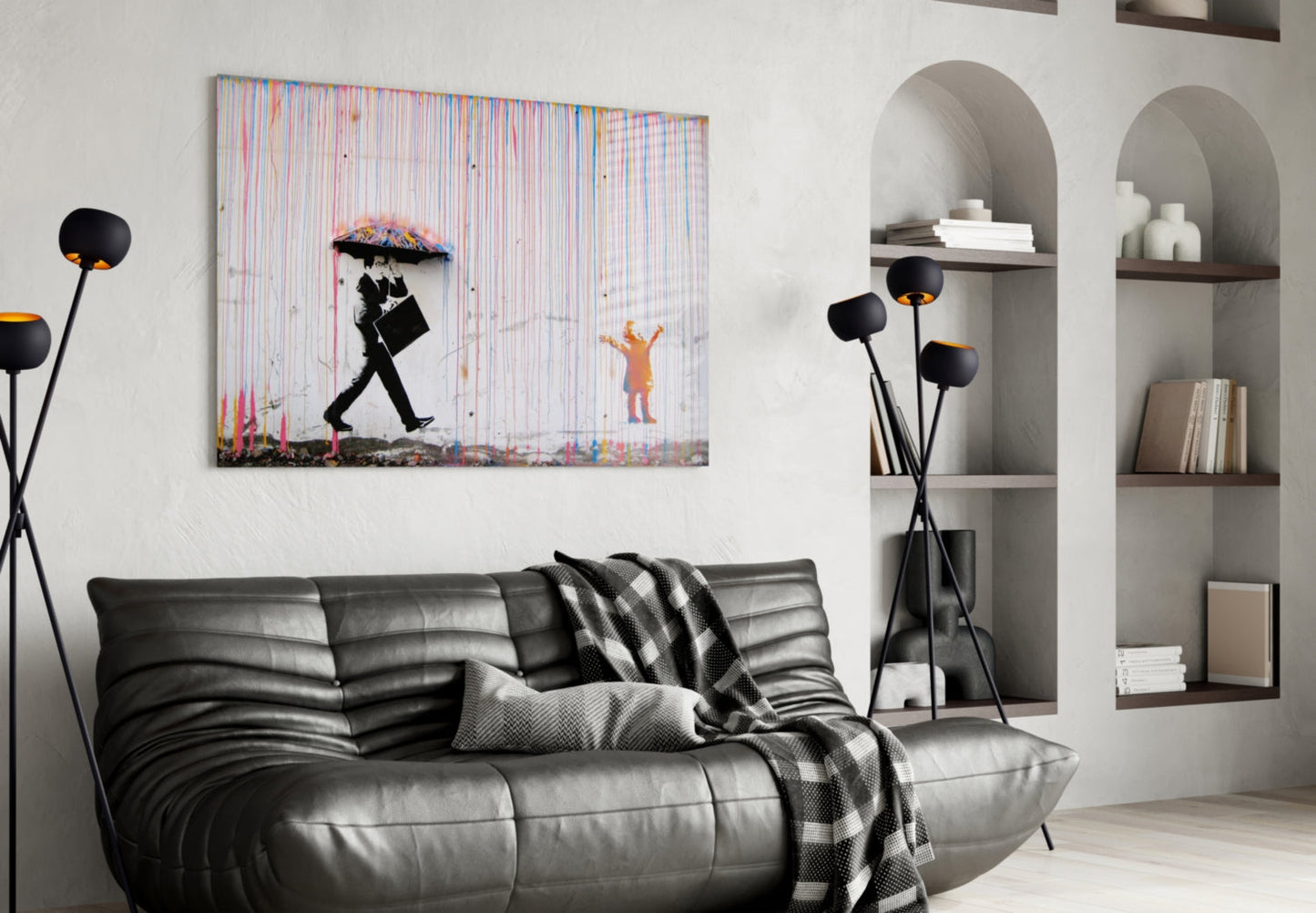 Color of Rain Street Stencil Glass Wall Art