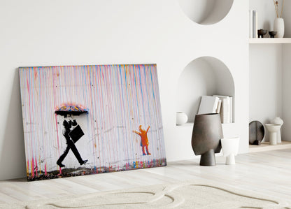 Color of Rain Street Stencil Glass Wall Art