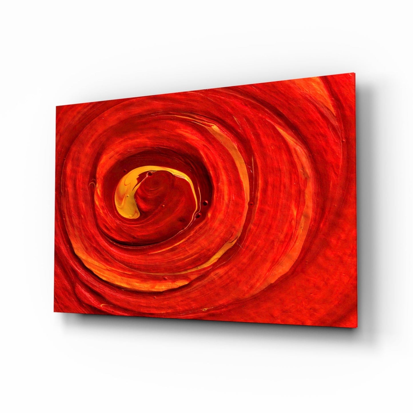 Molten Red Vortex Amber Ribbon Glass Wall Art