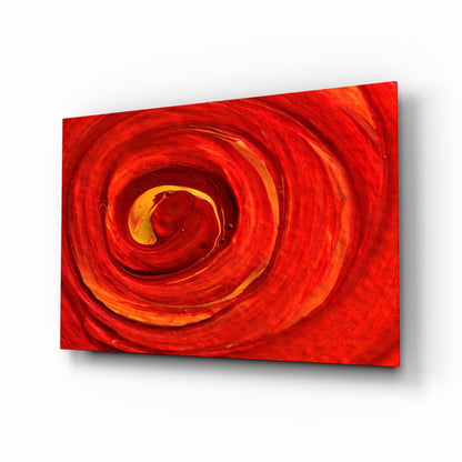 Molten Red Vortex Amber Ribbon Glass Wall Art