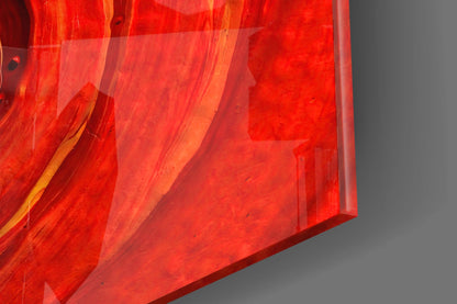 Molten Red Vortex Amber Ribbon Glass Wall Art