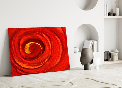 Molten Red Vortex Amber Ribbon Glass Wall Art