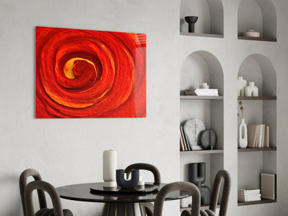 Molten Red Vortex Amber Ribbon Glass Wall Art