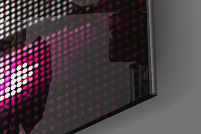 Pink Disco Dot Pixel Lips Glass Wall Art