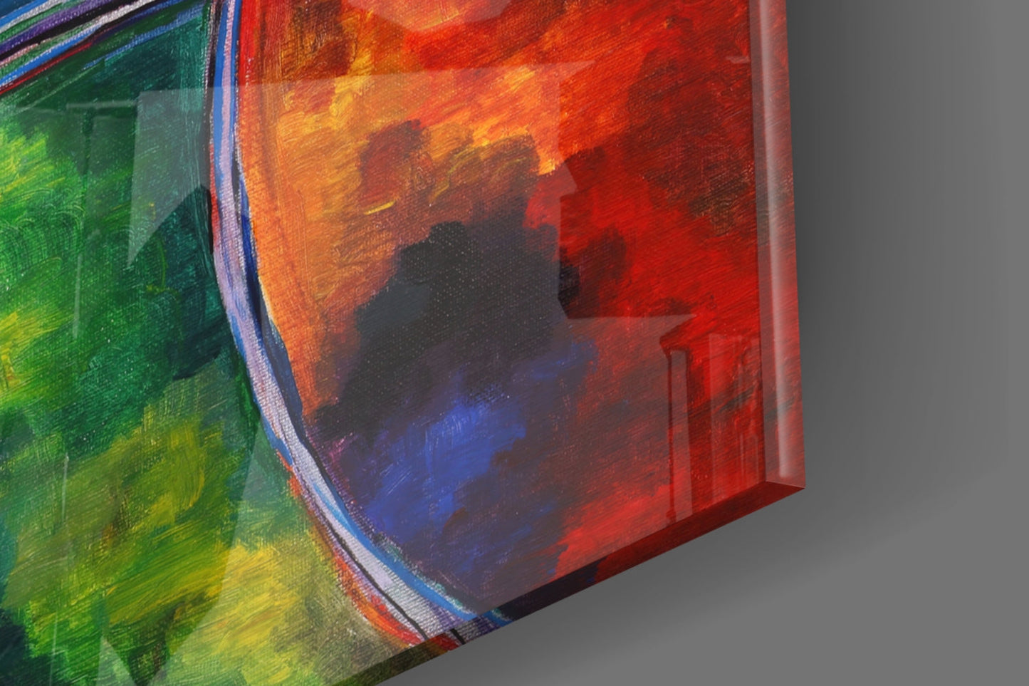 Rainbow Ribbon Circles Glass Wall Art