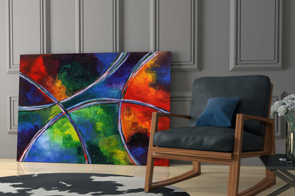 Rainbow Ribbon Circles Glass Wall Art