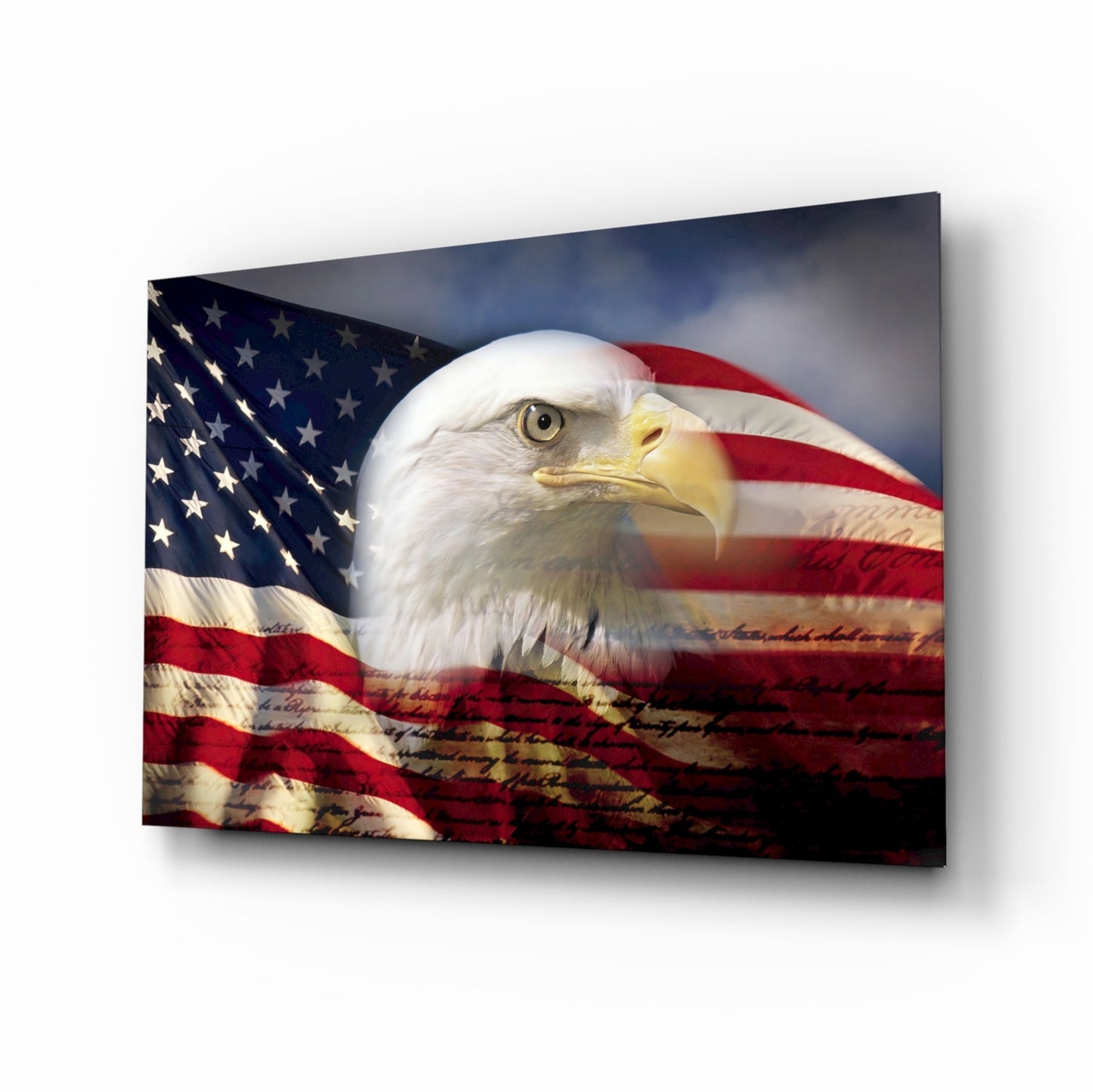 Flag And Constitution American Eagle Glass Wall Art