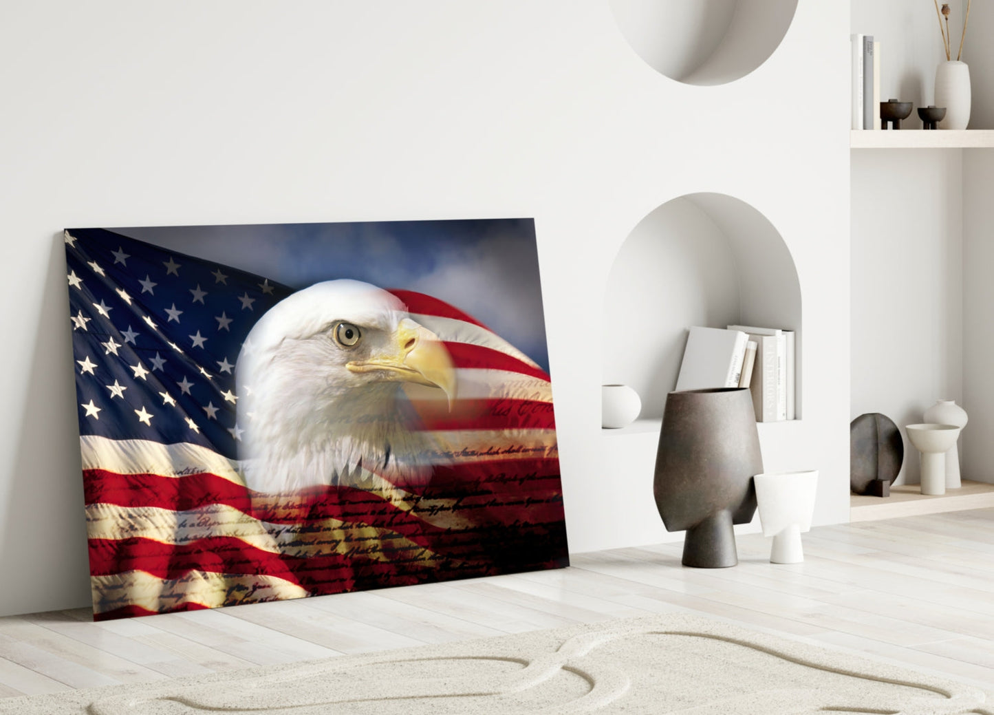 Flag And Constitution American Eagle Glass Wall Art