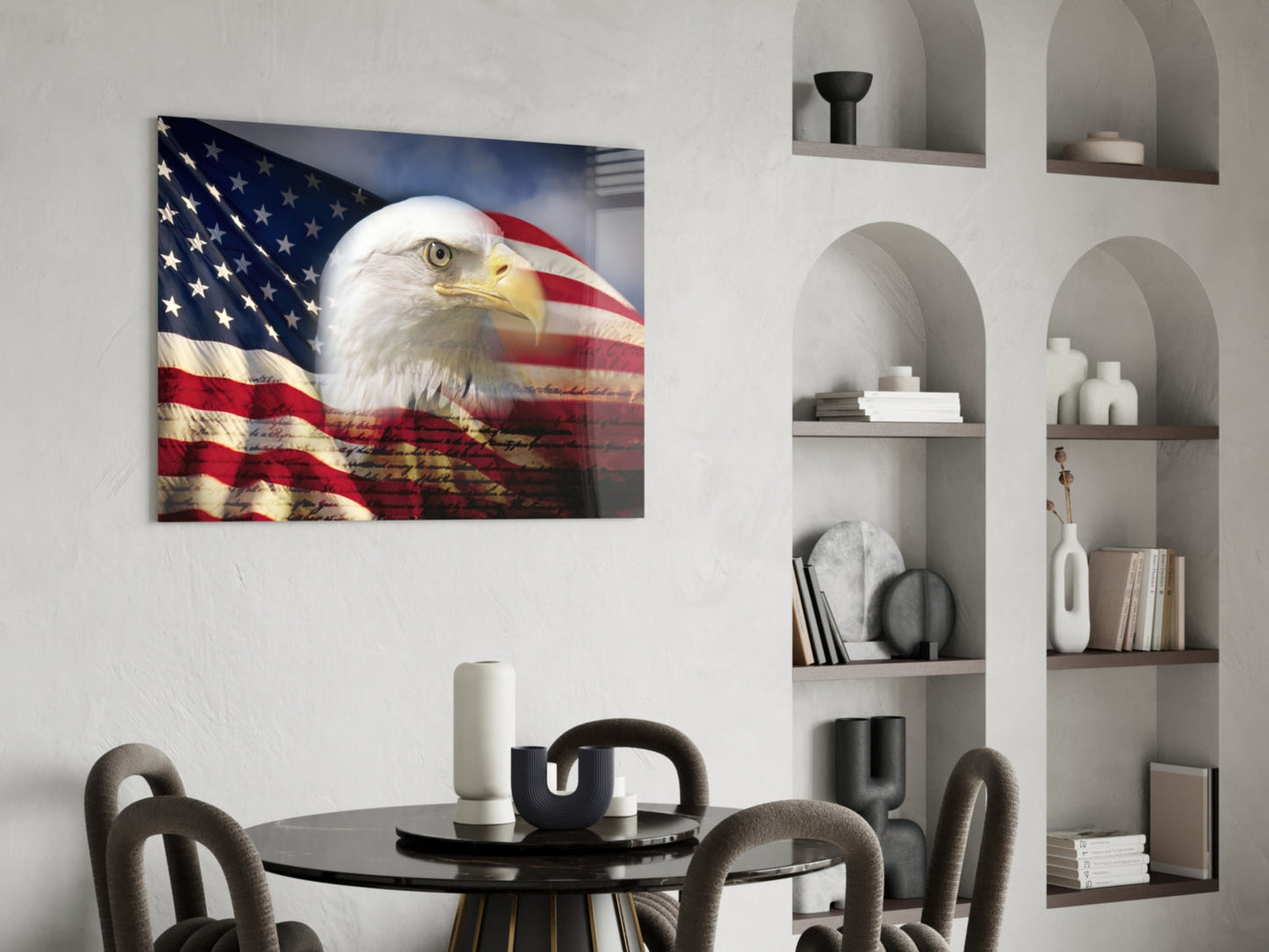 Flag And Constitution American Eagle Glass Wall Art