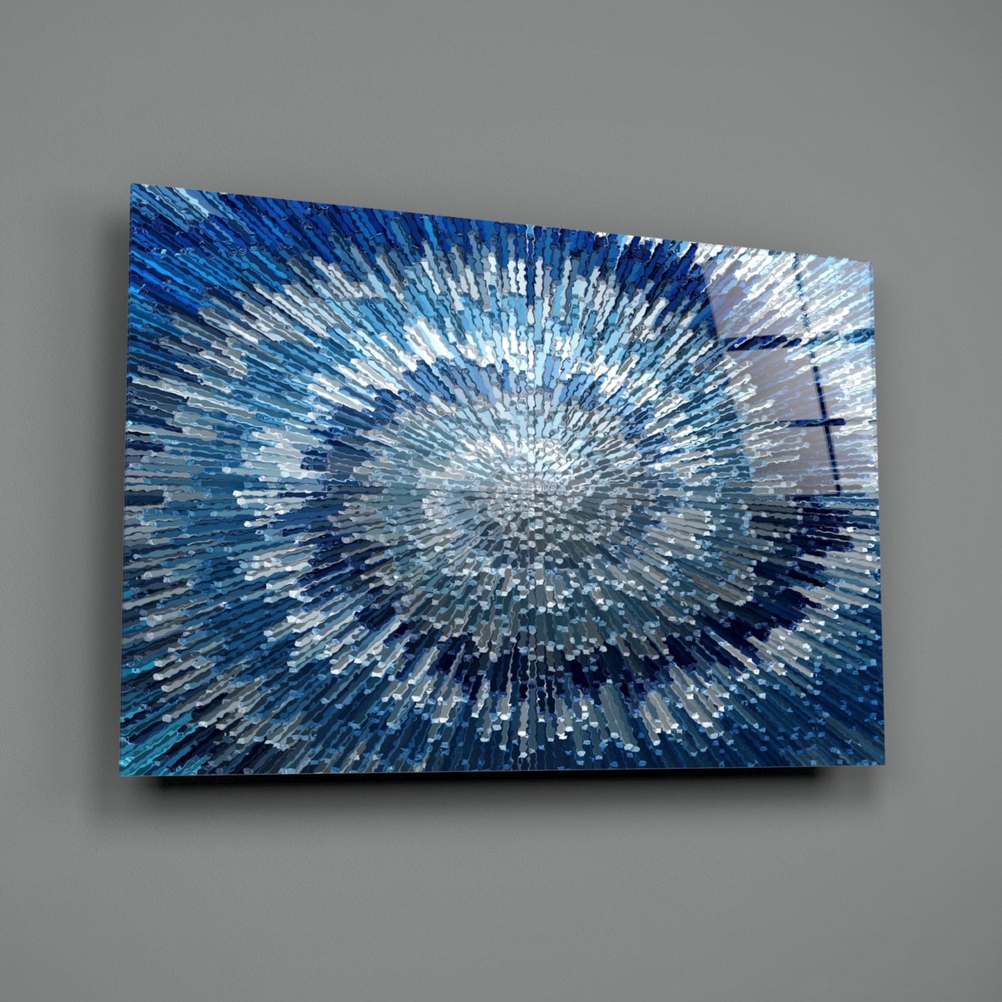 Blue and White Starburst Mosaic Glass Wall Art