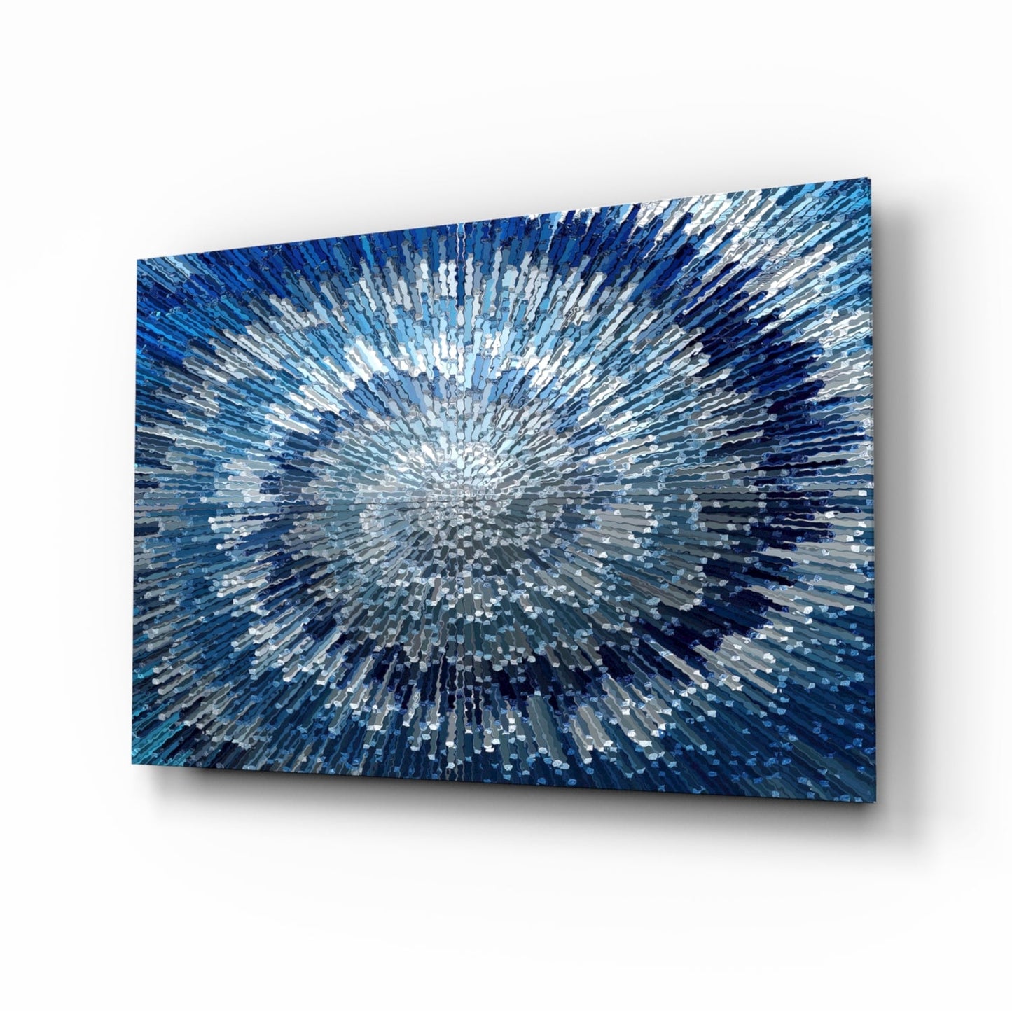 Blue and White Starburst Mosaic Glass Wall Art