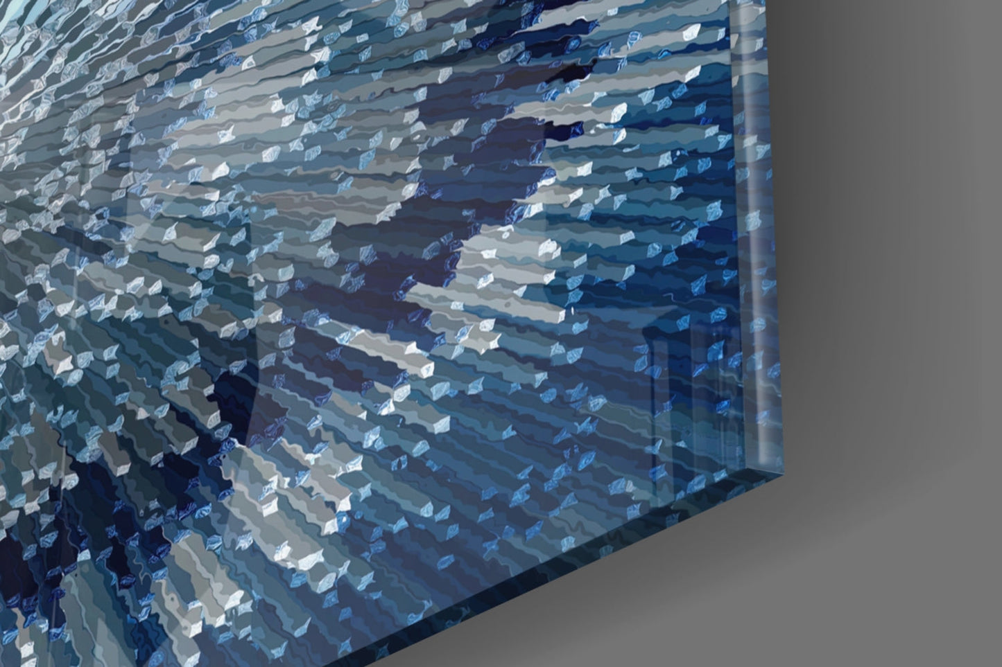 Blue and White Starburst Mosaic Glass Wall Art