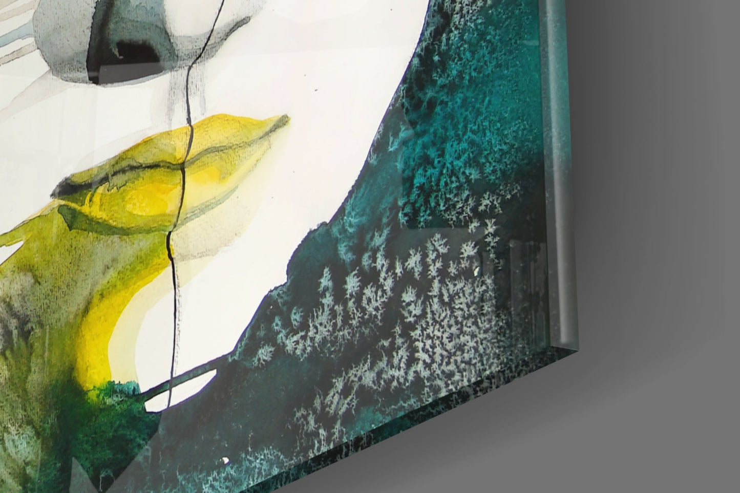 Green Watercolor Face Glass Wall Art