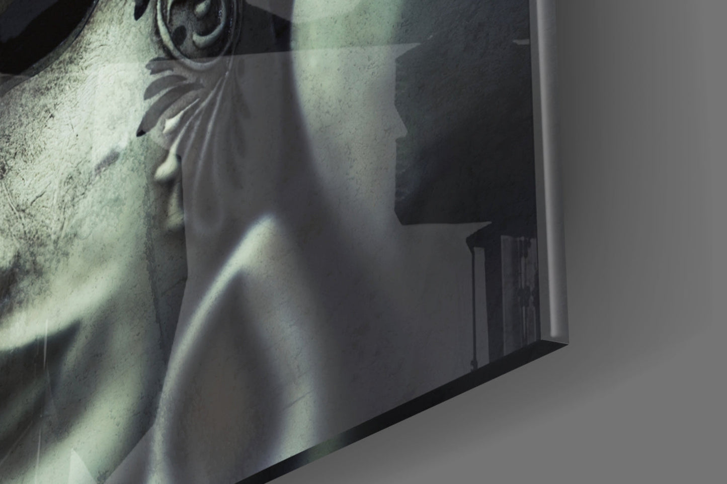 Pale Silver Masquerade Mask Glass Wall Art