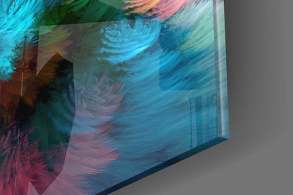 Feathered Rainbow Burst Glass Wall Art