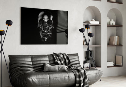 Dark Onyx Chrome Skull Glass Wall Art