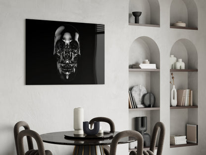 Dark Onyx Chrome Skull Glass Wall Art