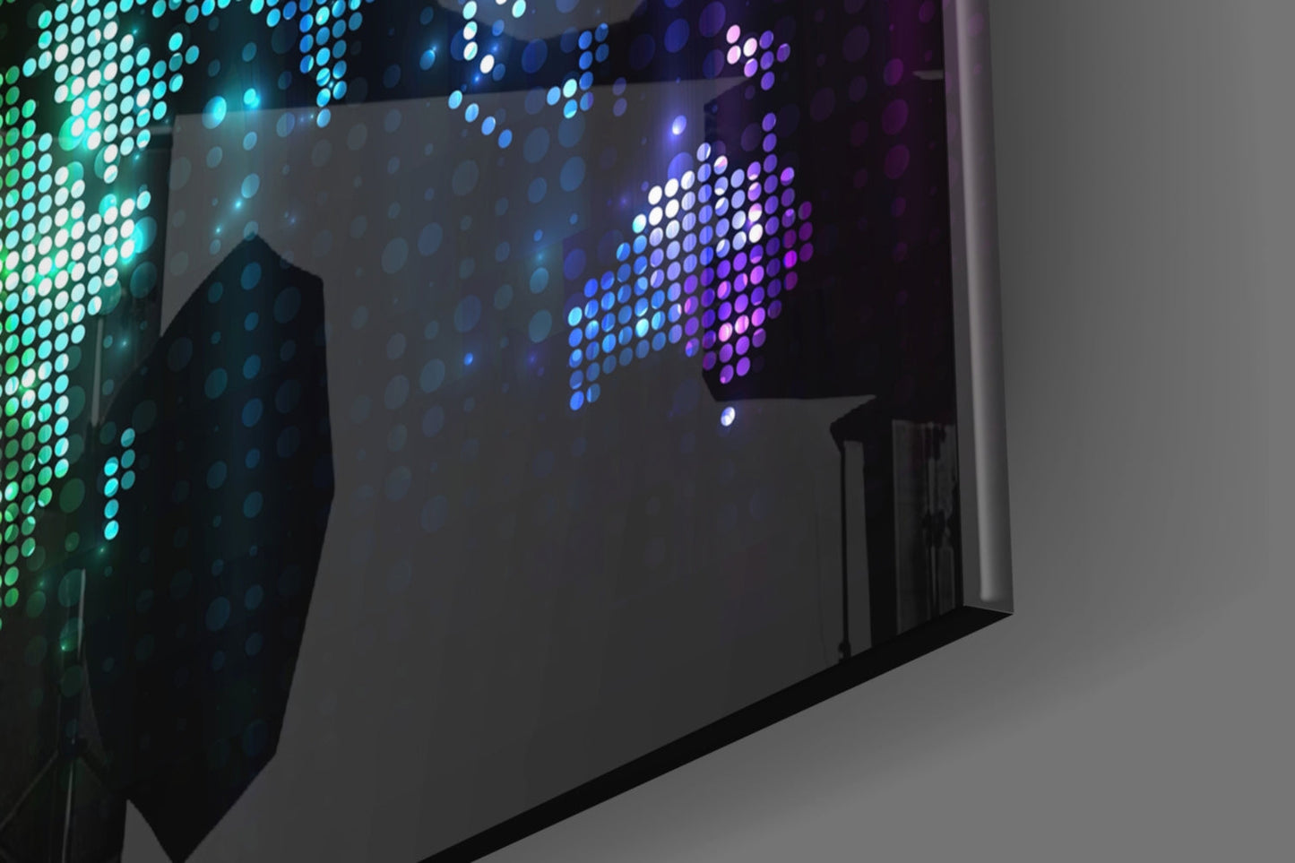 Pixel Rainbow World Map Glass Wall Art