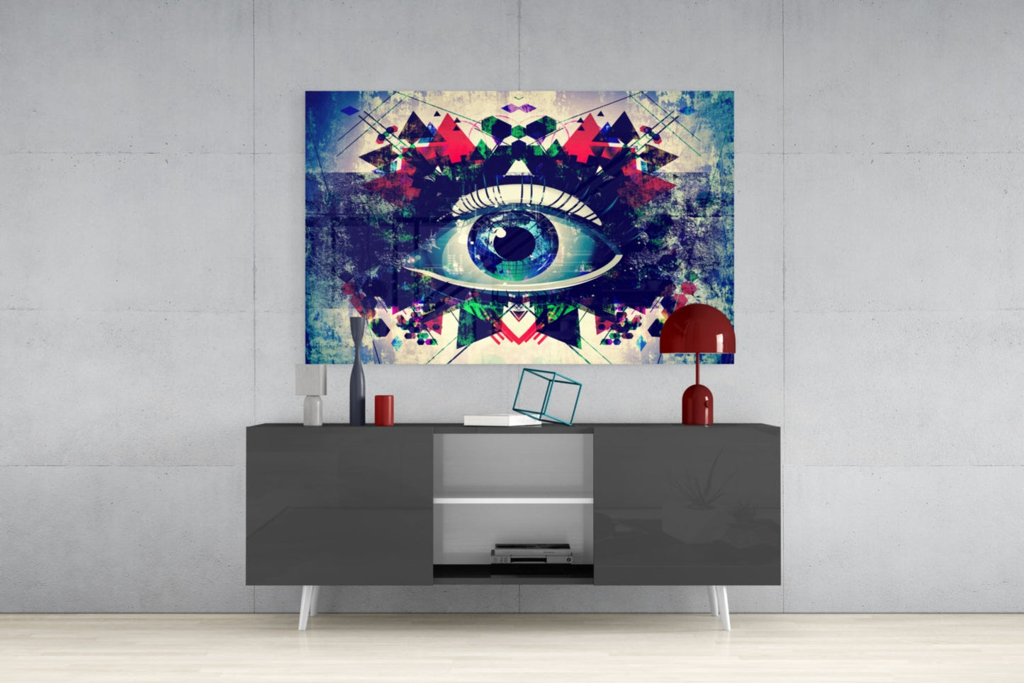 Kaleidoscope Triangle Cosmic Eye Glass Wall Art
