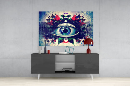 Kaleidoscope Triangle Cosmic Eye Glass Wall Art