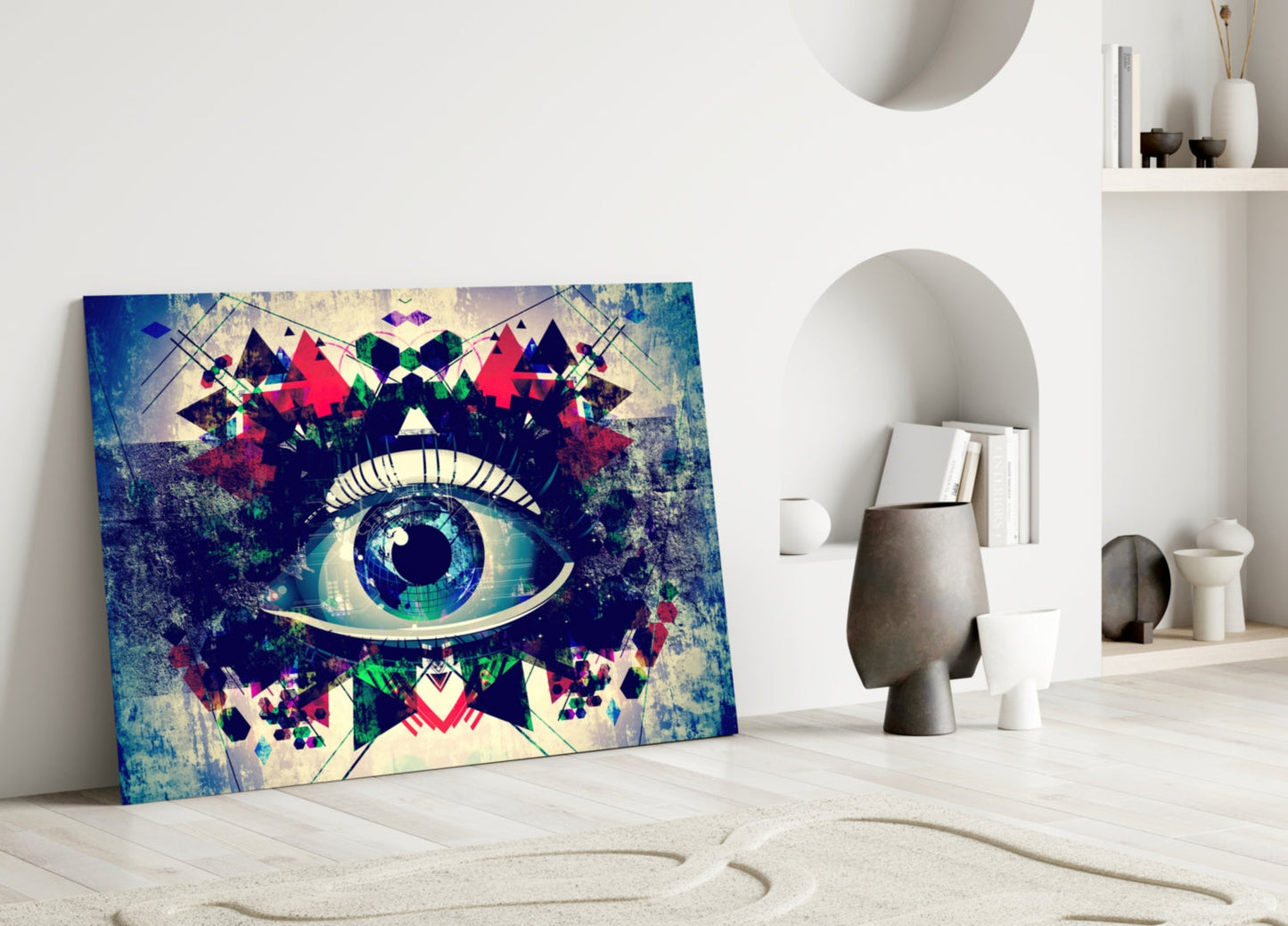 Kaleidoscope Triangle Cosmic Eye Glass Wall Art