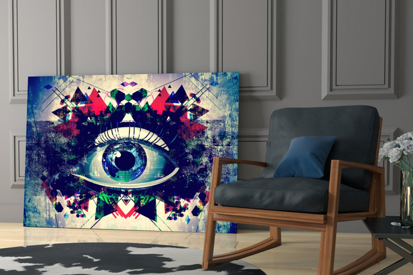 Kaleidoscope Triangle Cosmic Eye Glass Wall Art