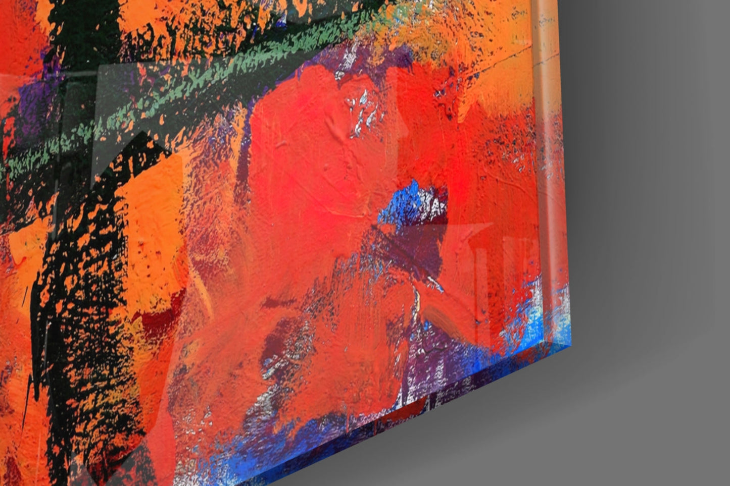 Orange Circular Totem Abstract Glass Wall Art