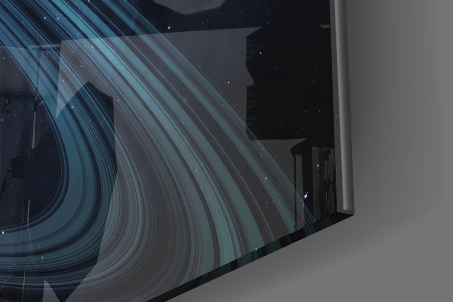Blue Ringed Planet Glass Wall Art