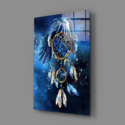 Eagle Wings Starry Dreamcatcher Glass Wall Art