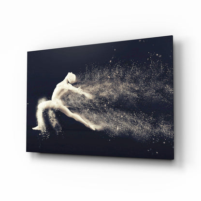 Sculpted Dancer Bursting Into Particles Glass Wall Art