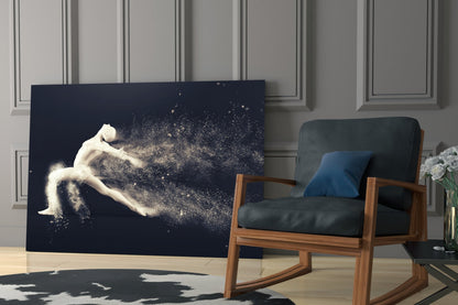 Sculpted Dancer Bursting Into Particles Glass Wall Art